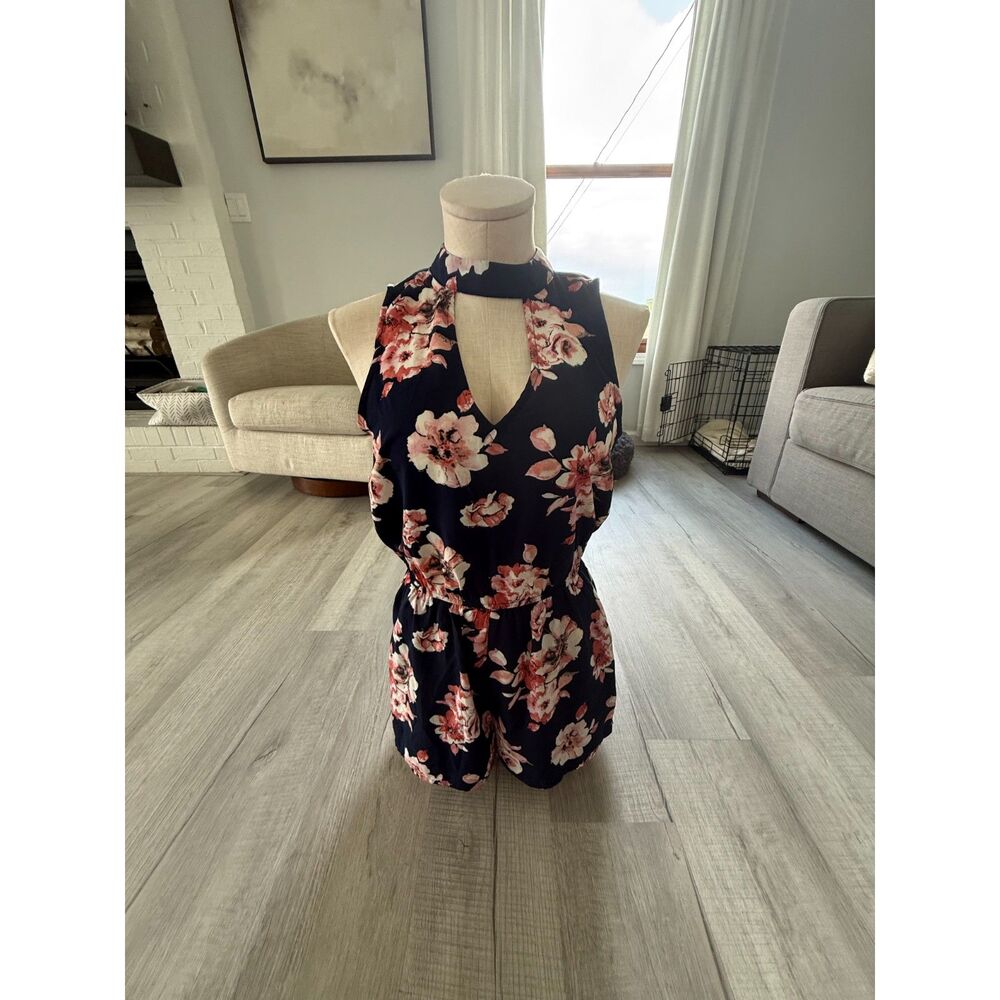 XS navy floral romper
